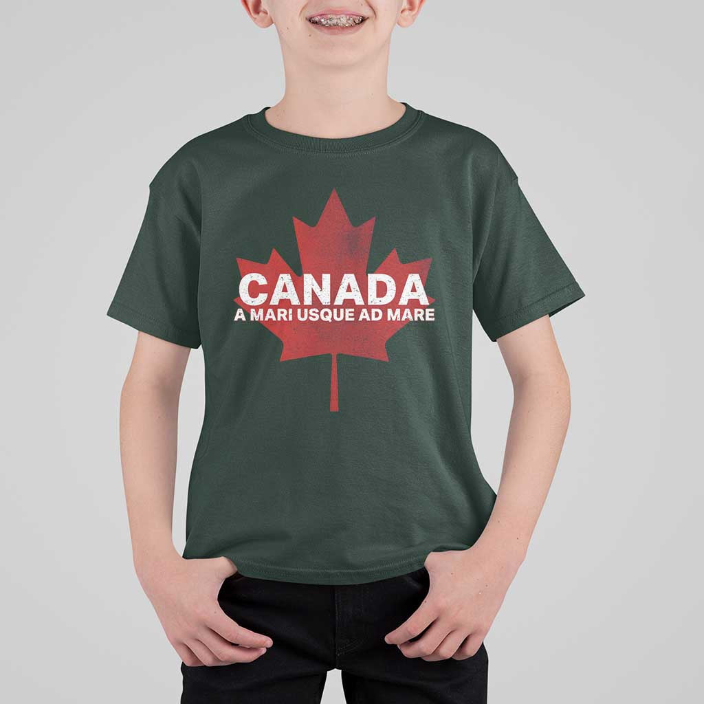 Funny Canada A Mari Usque Ad Mare T Shirt For Kid Canadian Flag Patriotic - Wonder Print Shop
