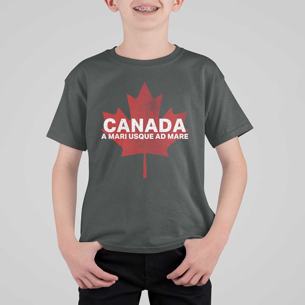 Funny Canada A Mari Usque Ad Mare T Shirt For Kid Canadian Flag Patriotic - Wonder Print Shop