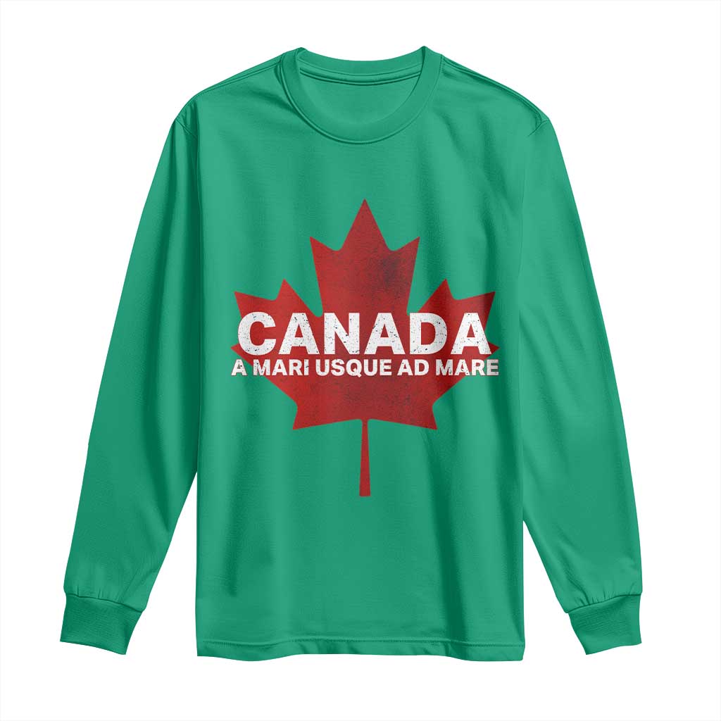 Funny Canada A Mari Usque Ad Mare Long Sleeve Shirt Canadian Flag Patriotic - Wonder Print Shop