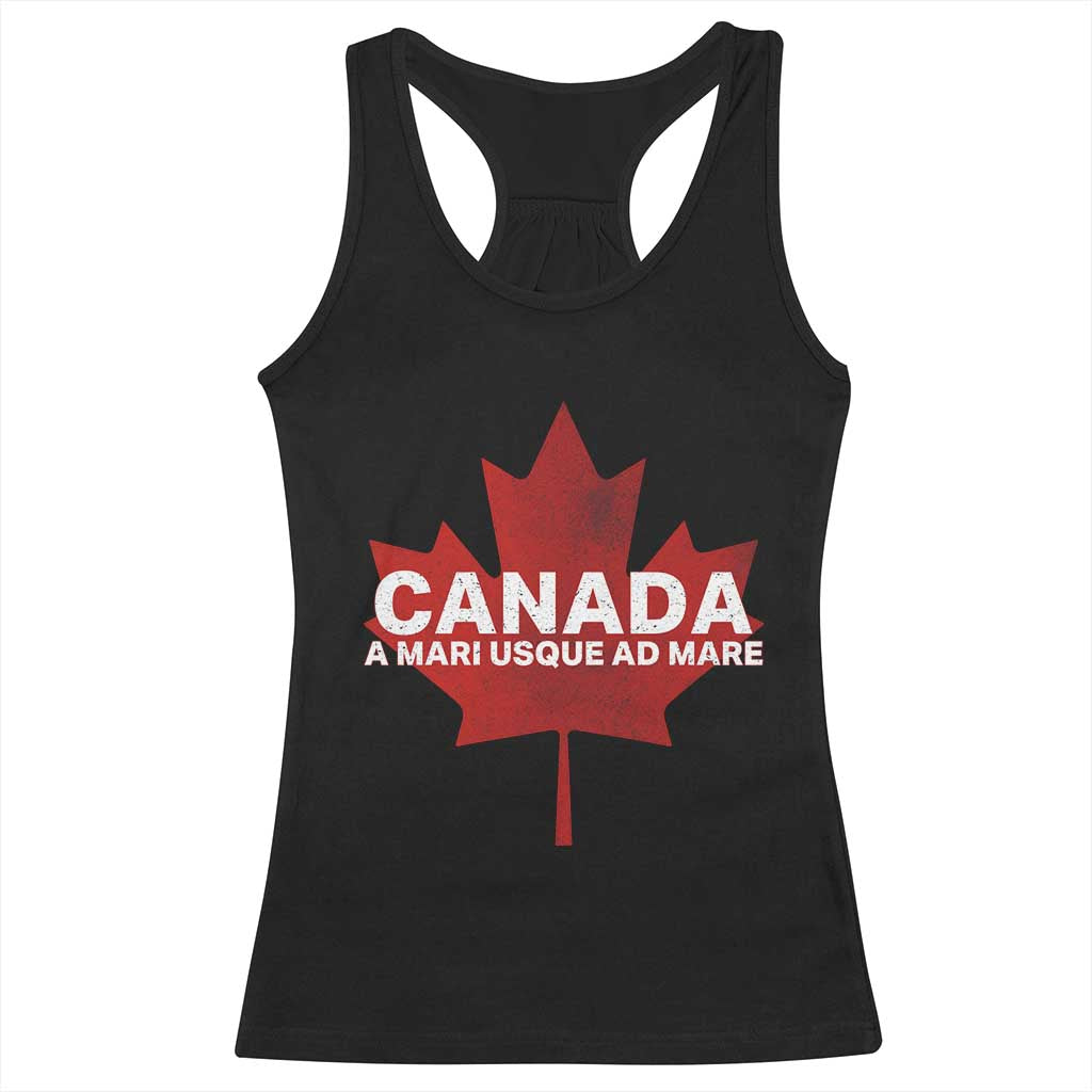 Funny Canada A Mari Usque Ad Mare Racerback Tank Top Canadian Flag Patriotic - Wonder Print Shop