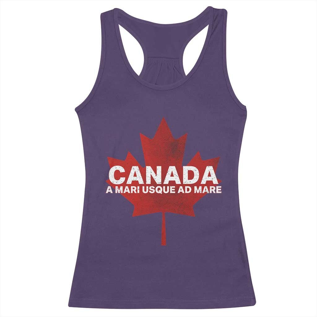 Funny Canada A Mari Usque Ad Mare Racerback Tank Top Canadian Flag Patriotic - Wonder Print Shop