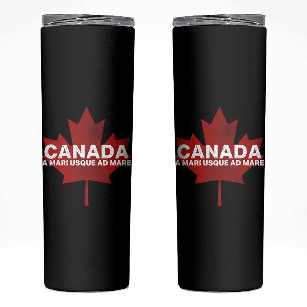 Funny Canada A Mari Usque Ad Mare Skinny Tumbler Canadian Flag Patriotic - Wonder Print Shop