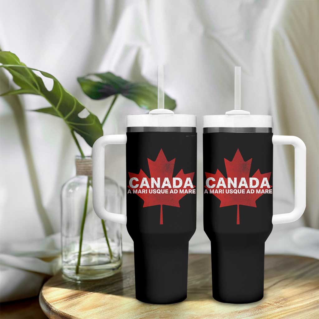 Funny Canada A Mari Usque Ad Mare Tumbler With Handle Canadian Flag Patriotic - Wonder Print Shop