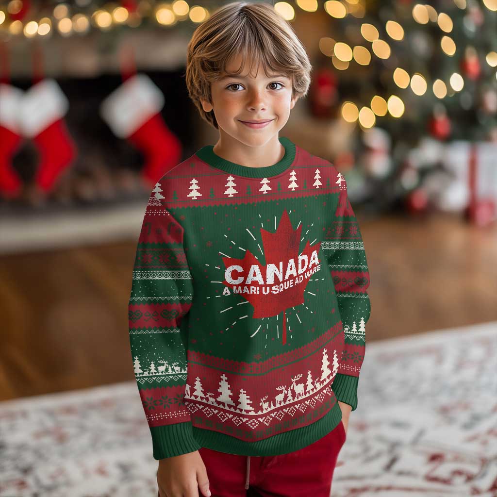 Funny Canada A Mari Usque Ad Mare Knitted Sweatshirt Canadian Flag Patriotic - Wonder Print Shop