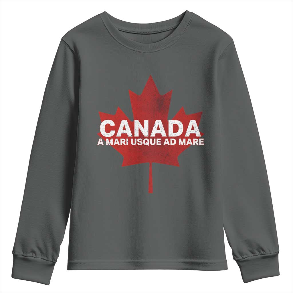 Funny Canada A Mari Usque Ad Mare Youth Sweatshirt Canadian Flag Patriotic - Wonder Print Shop