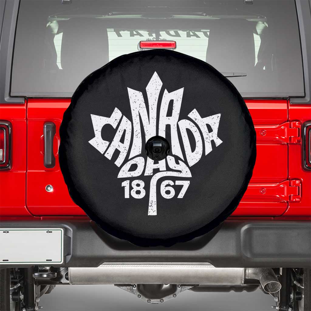 Funny Proud Canadian Canada Day 1867 Spare Tire Cover Vintage Maple Leaf - Wonder Print Shop