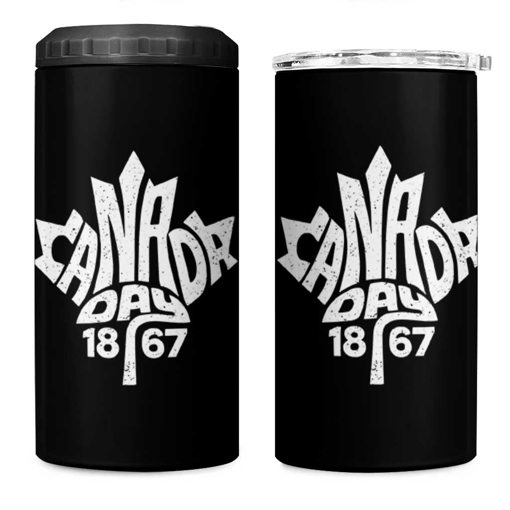 Funny Proud Canadian Canada Day 1867 4 in 1 Can Cooler Tumbler Vintage Maple Leaf - Wonder Print Shop