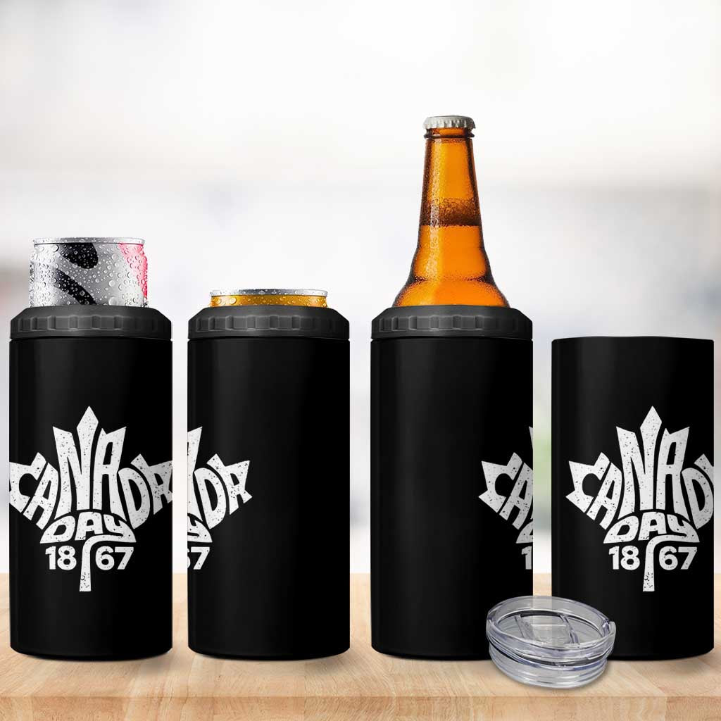 Funny Proud Canadian Canada Day 1867 4 in 1 Can Cooler Tumbler Vintage Maple Leaf - Wonder Print Shop