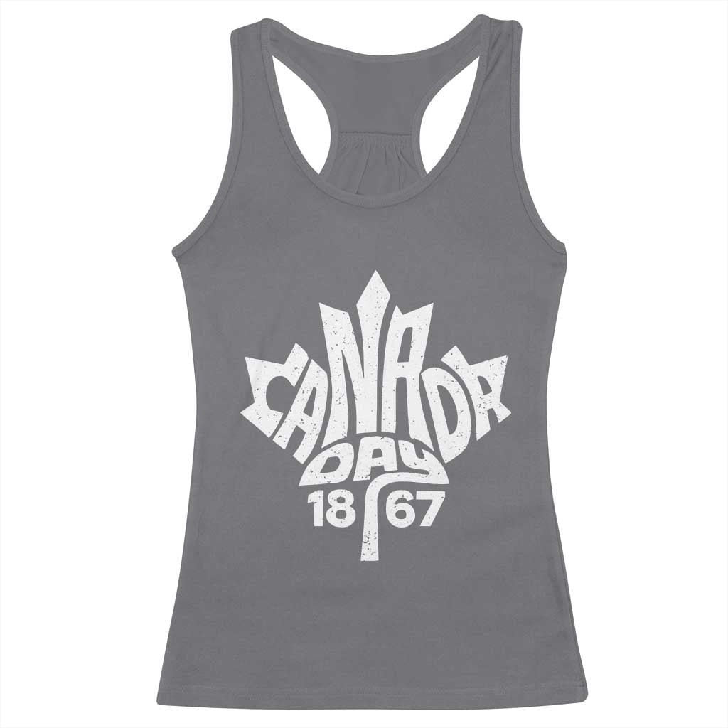 Funny Proud Canadian Canada Day 1867 Racerback Tank Top Vintage Maple Leaf - Wonder Print Shop