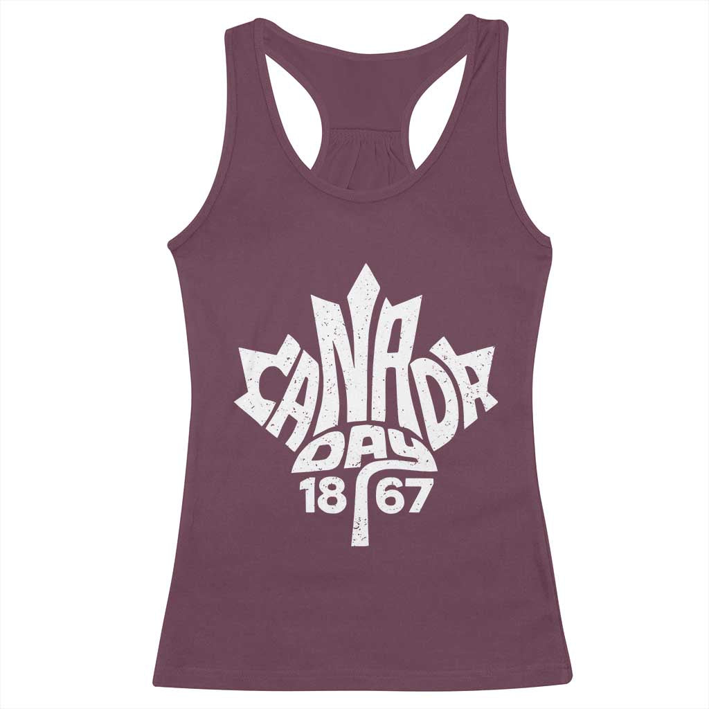 Funny Proud Canadian Canada Day 1867 Racerback Tank Top Vintage Maple Leaf - Wonder Print Shop