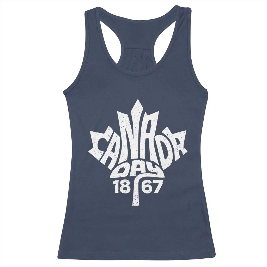 Funny Proud Canadian Canada Day 1867 Racerback Tank Top Vintage Maple Leaf - Wonder Print Shop