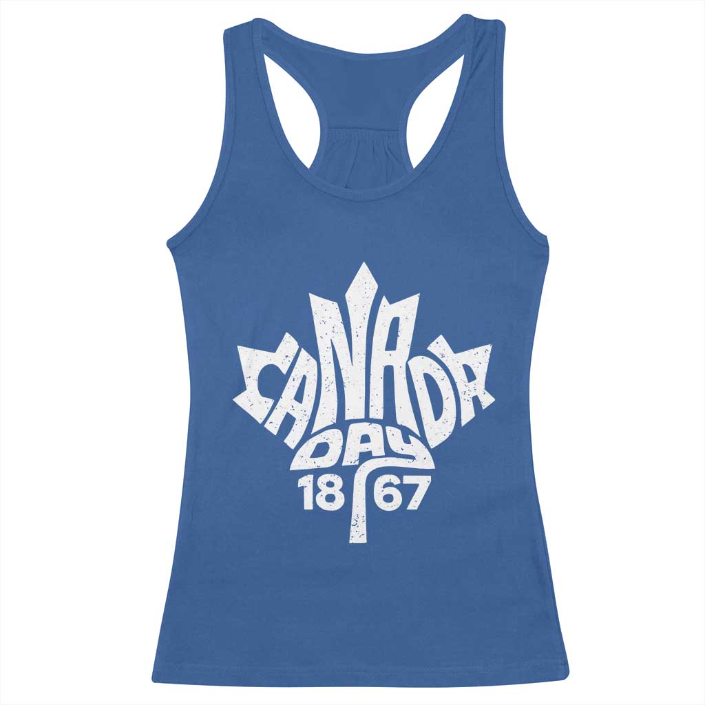 Funny Proud Canadian Canada Day 1867 Racerback Tank Top Vintage Maple Leaf - Wonder Print Shop
