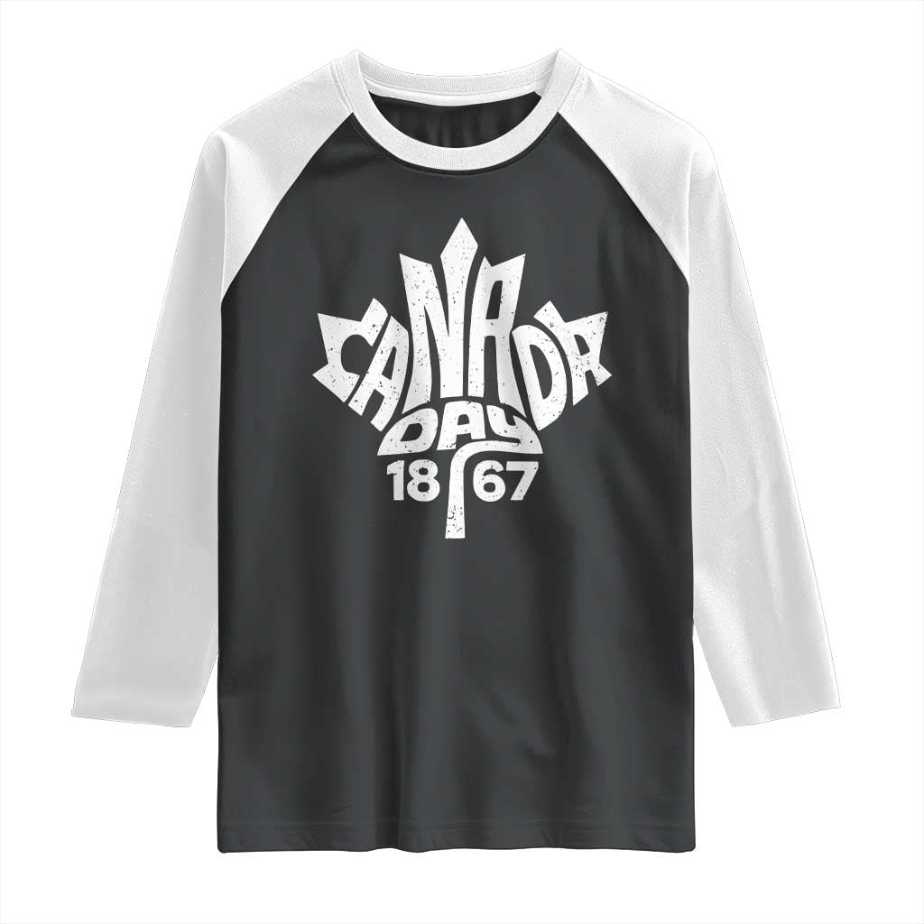 Funny Proud Canadian Canada Day 1867 Raglan Shirt Vintage Maple Leaf - Wonder Print Shop