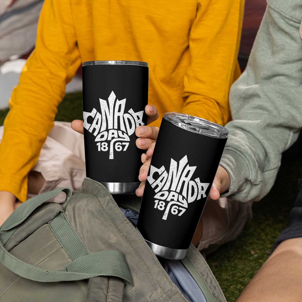 Funny Proud Canadian Canada Day 1867 Tumbler Cup Vintage Maple Leaf - Wonder Print Shop