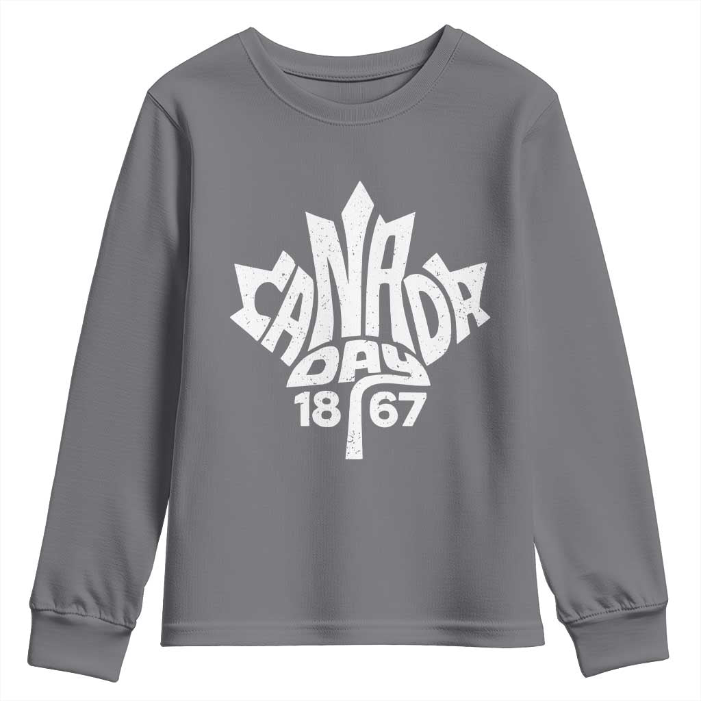 Funny Proud Canadian Canada Day 1867 Youth Sweatshirt Vintage Maple Leaf - Wonder Print Shop