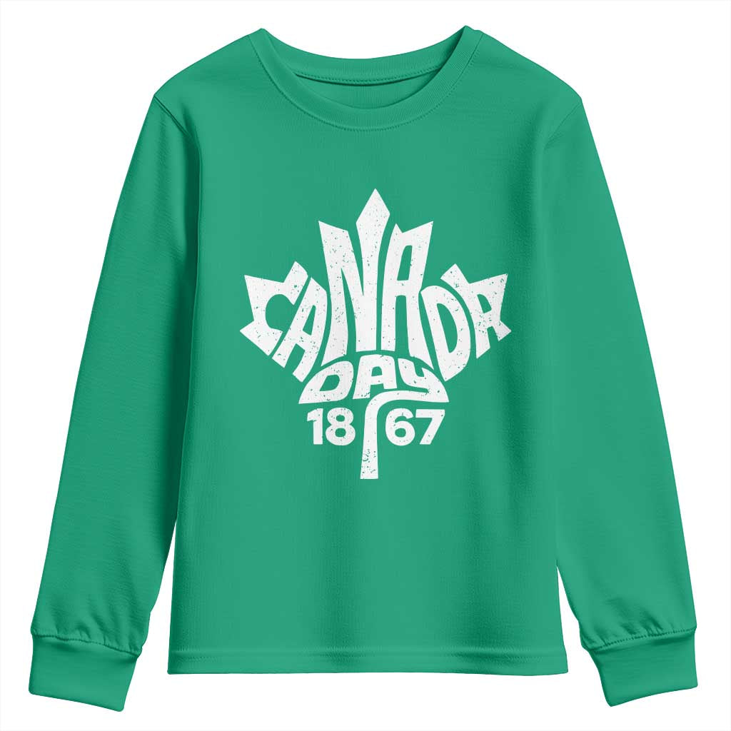 Funny Proud Canadian Canada Day 1867 Youth Sweatshirt Vintage Maple Leaf - Wonder Print Shop