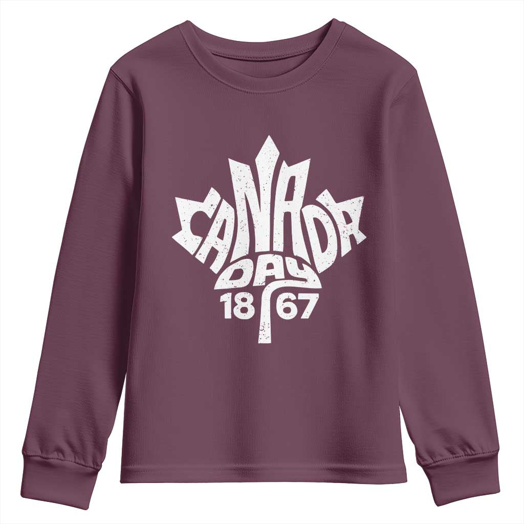 Funny Proud Canadian Canada Day 1867 Youth Sweatshirt Vintage Maple Leaf - Wonder Print Shop