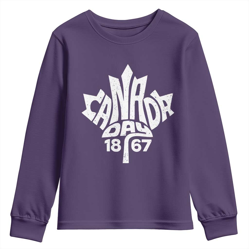 Funny Proud Canadian Canada Day 1867 Youth Sweatshirt Vintage Maple Leaf - Wonder Print Shop