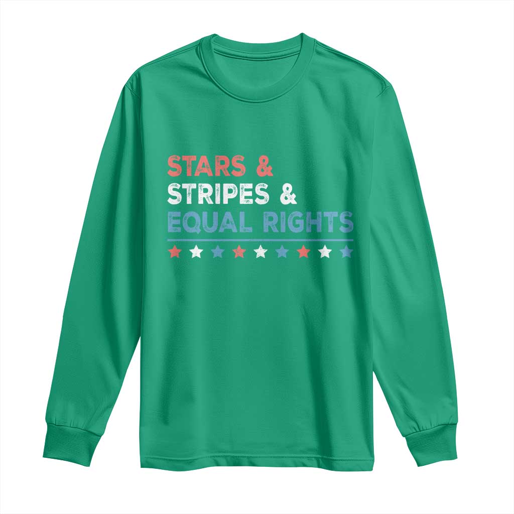 Stars Stripes And Equal Rights Long Sleeve Shirt 4th Of July Women's Rights - Wonder Print Shop