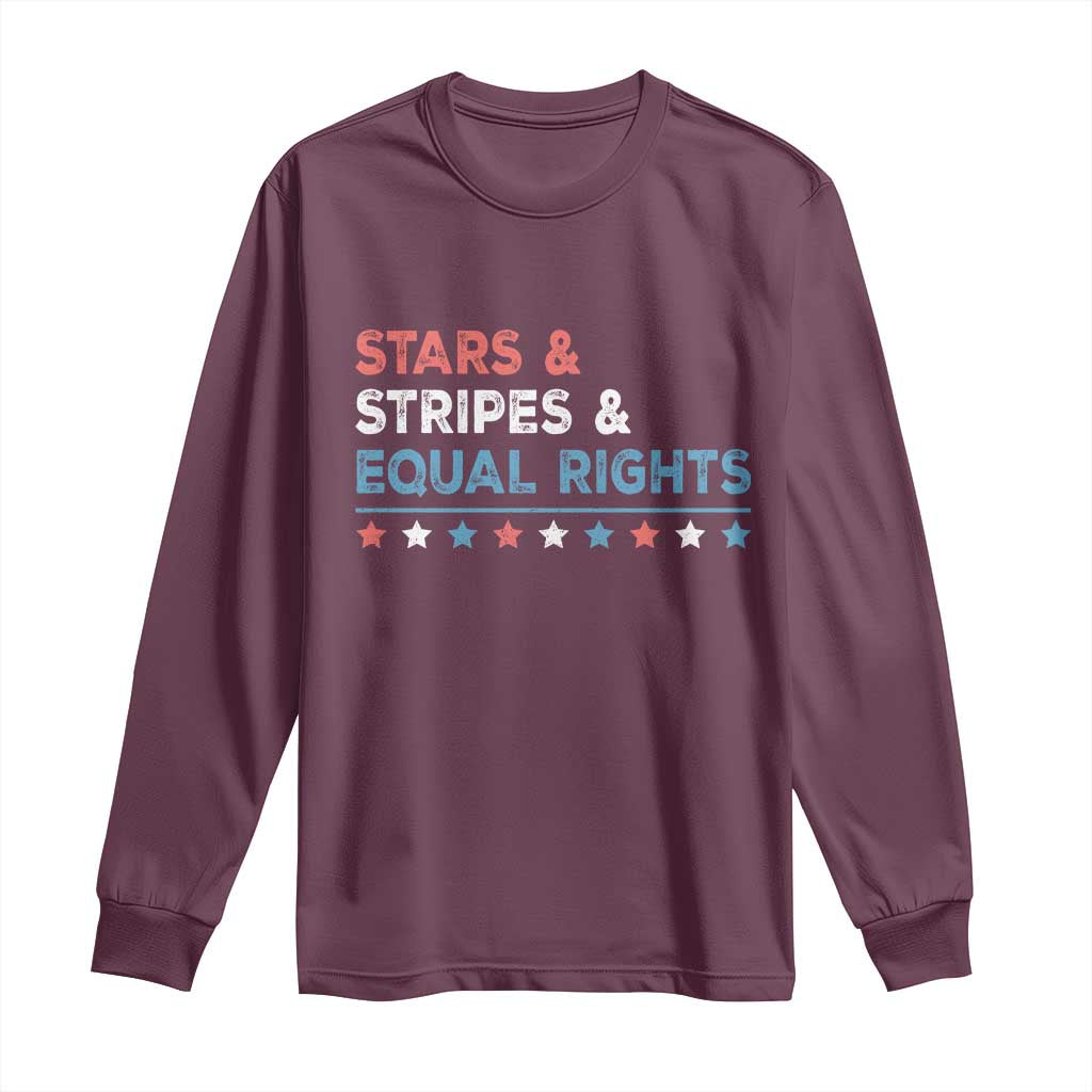 Stars Stripes And Equal Rights Long Sleeve Shirt 4th Of July Women's Rights - Wonder Print Shop
