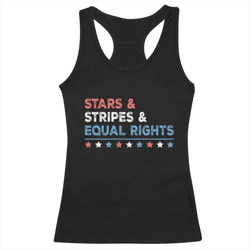 Stars Stripes And Equal Rights Racerback Tank Top 4th Of July Women's Rights - Wonder Print Shop