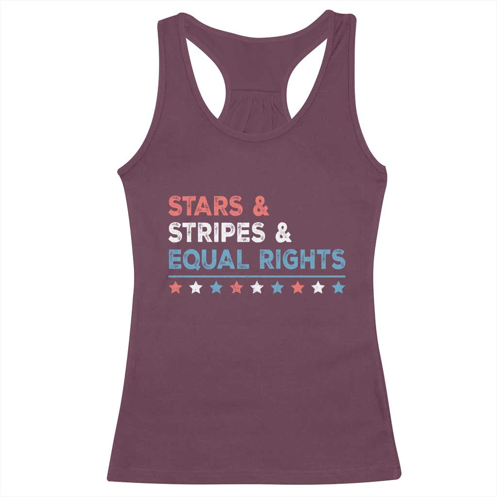 Stars Stripes And Equal Rights Racerback Tank Top 4th Of July Women's Rights - Wonder Print Shop