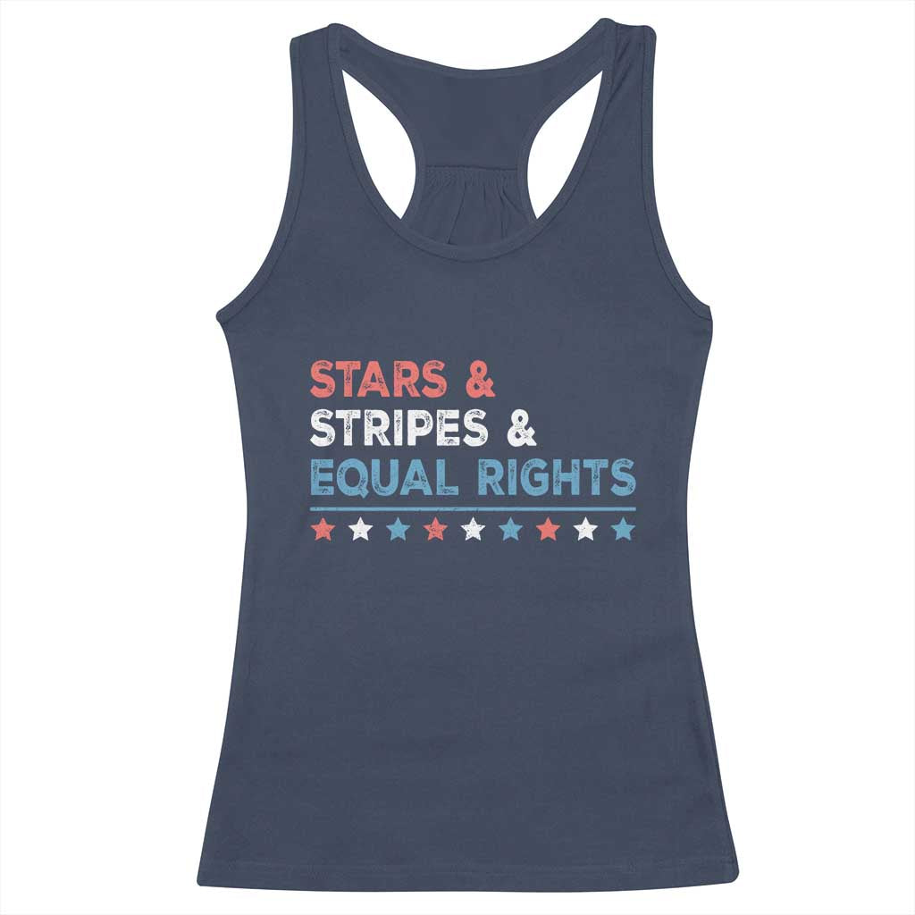 Stars Stripes And Equal Rights Racerback Tank Top 4th Of July Women's Rights - Wonder Print Shop
