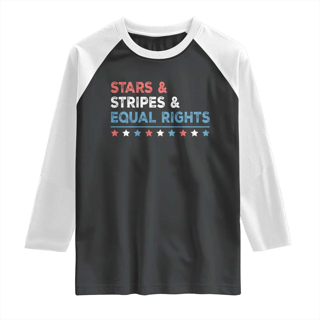 Stars Stripes And Equal Rights Raglan Shirt 4th Of July Women's Rights - Wonder Print Shop