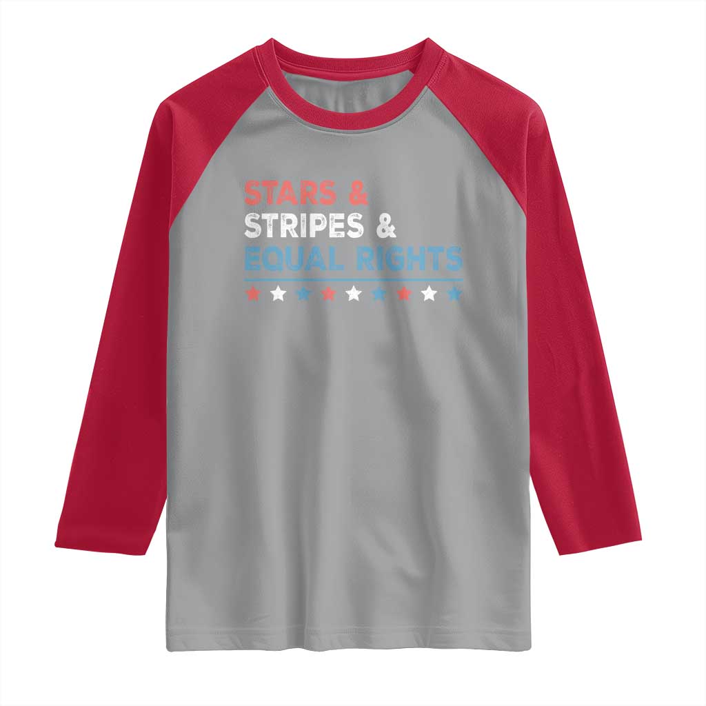 Stars Stripes And Equal Rights Raglan Shirt 4th Of July Women's Rights - Wonder Print Shop