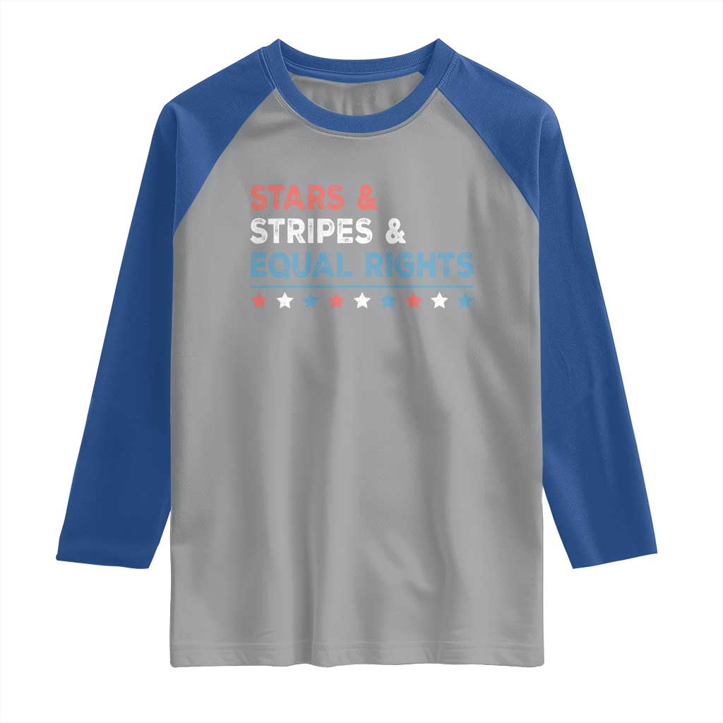 Stars Stripes And Equal Rights Raglan Shirt 4th Of July Women's Rights - Wonder Print Shop