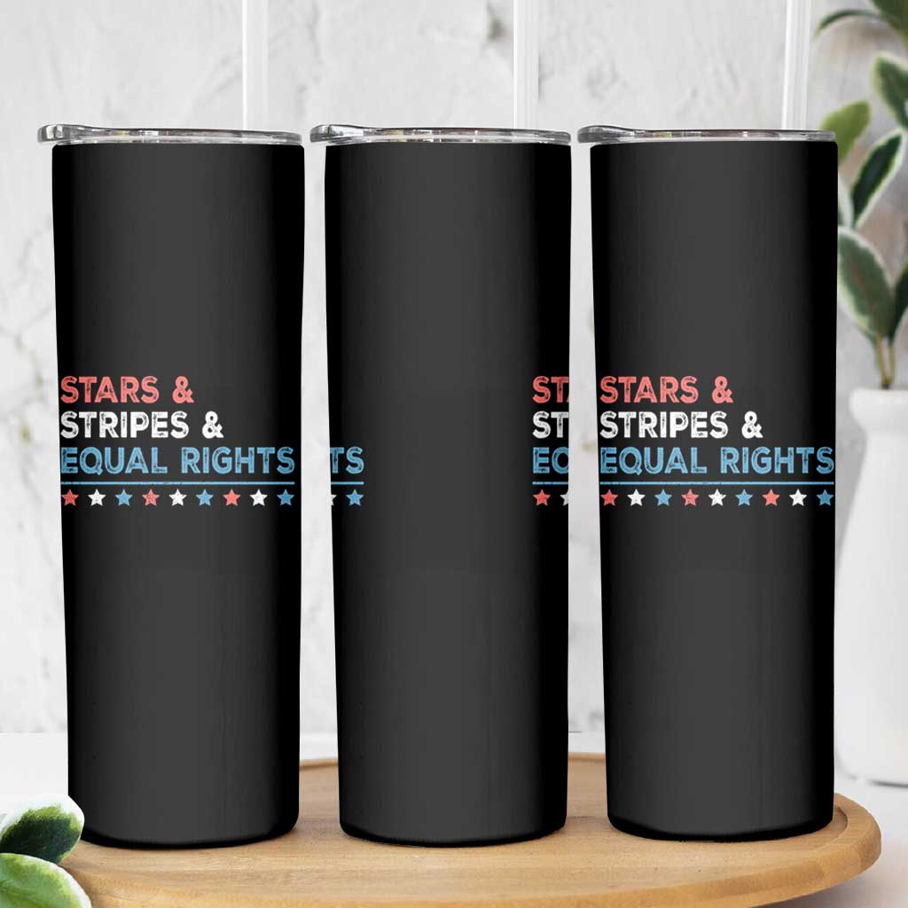 Stars Stripes And Equal Rights Skinny Tumbler 4th Of July Women's Rights - Wonder Print Shop