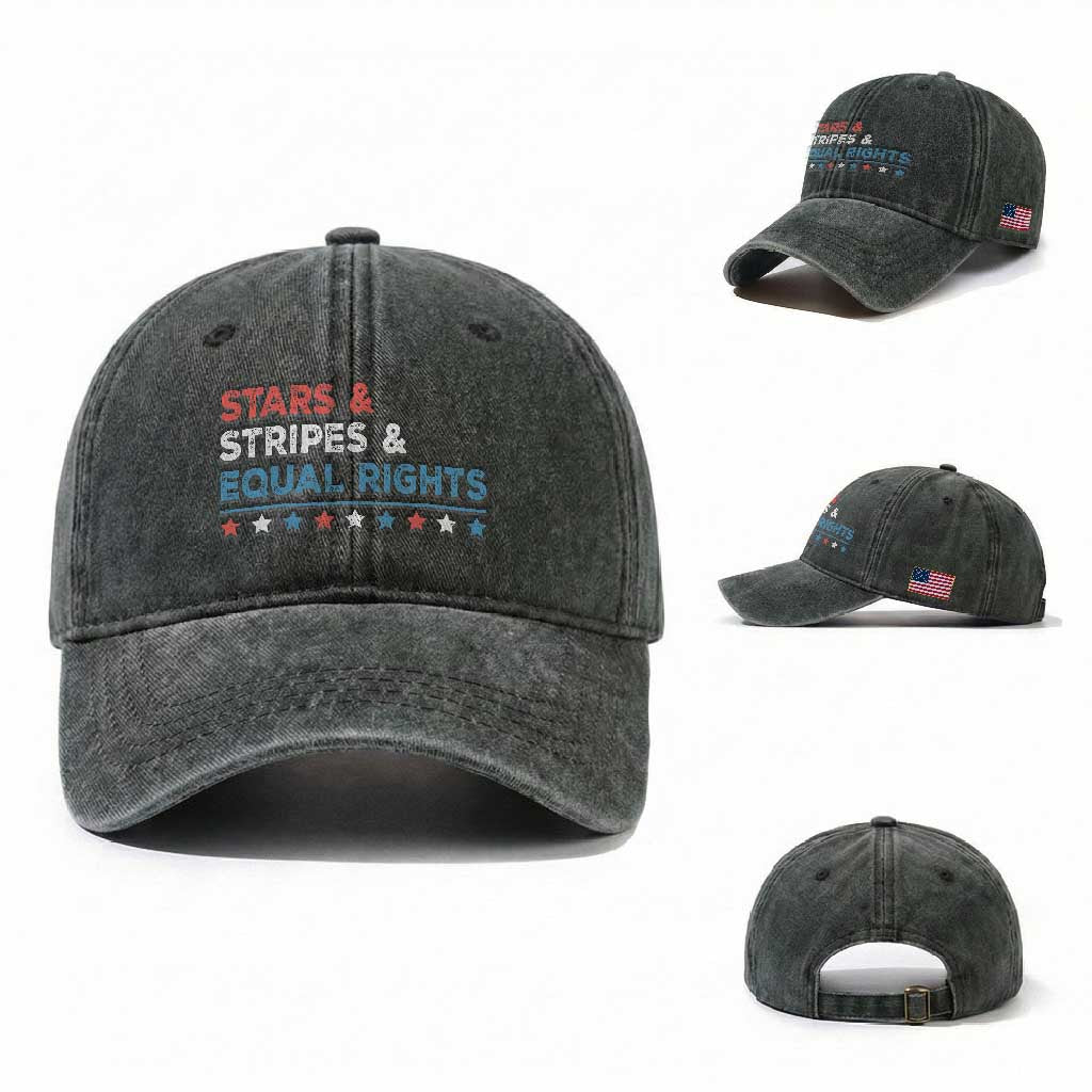 Stars Stripes And Equal Rights Washed Cotton Baseball Cap 4th Of July Women's Rights