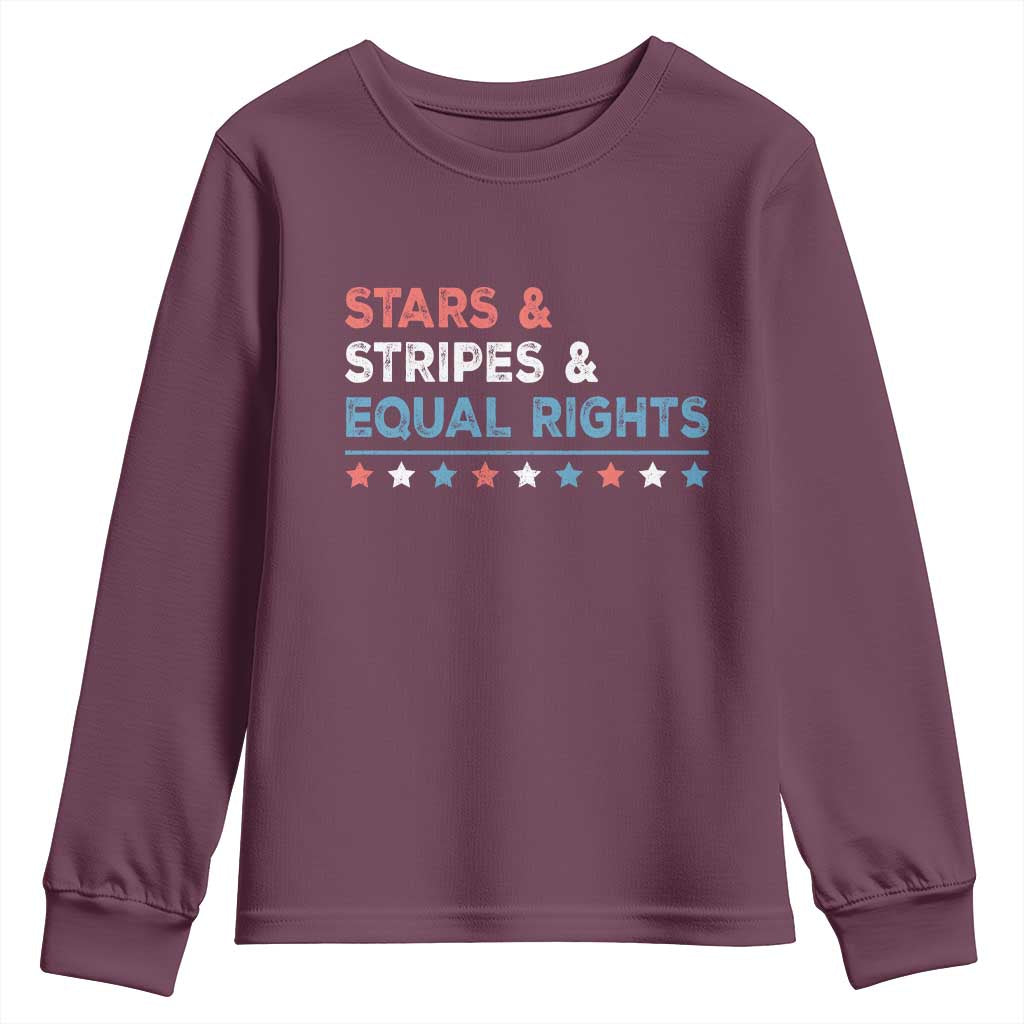 Stars Stripes And Equal Rights Youth Sweatshirt 4th Of July Women's Rights - Wonder Print Shop