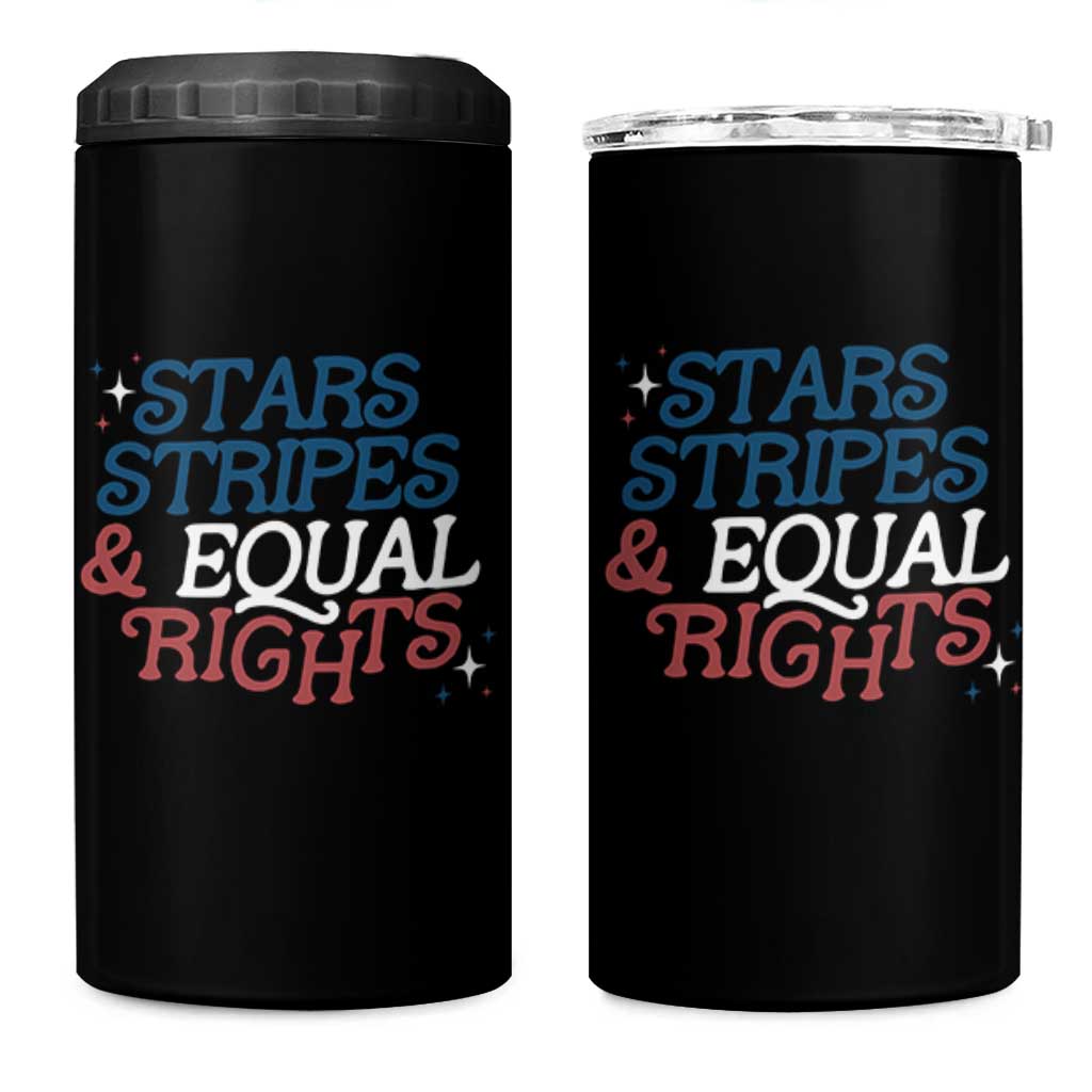 Stars Stripes And Equal Rights 4 in 1 Can Cooler Tumbler 4th Of July Liberal American - Wonder Print Shop