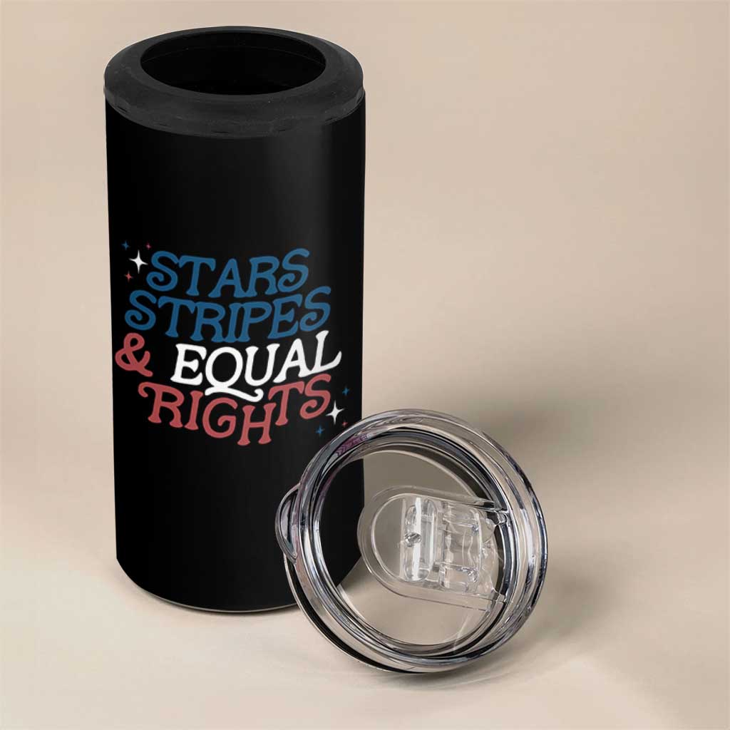 Stars Stripes And Equal Rights 4 in 1 Can Cooler Tumbler 4th Of July Liberal American - Wonder Print Shop