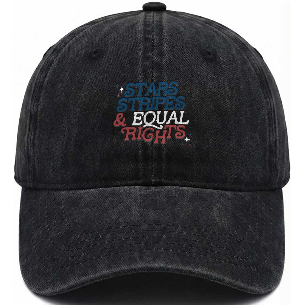 Stars Stripes And Equal Rights Washed Cotton Baseball Cap 4th Of July Liberal American