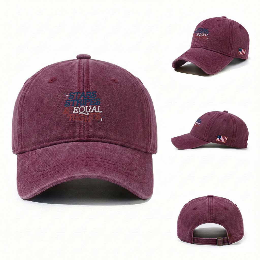 Stars Stripes And Equal Rights Washed Cotton Baseball Cap 4th Of July Liberal American