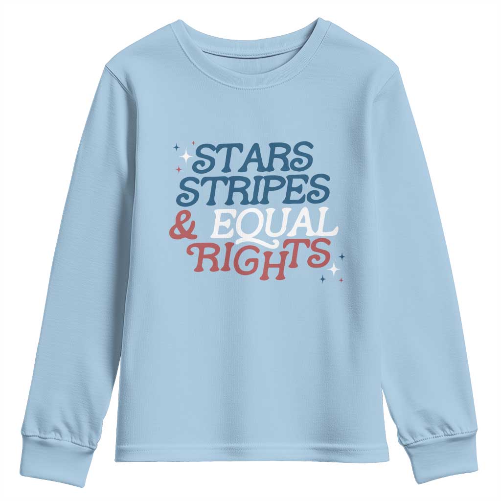 Stars Stripes And Equal Rights Youth Sweatshirt 4th Of July Liberal American - Wonder Print Shop