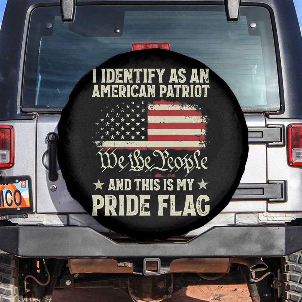 Funny I Identify As An American Patriot And This Is My Pride Flag Spare Tire Cover - Wonder Print Shop