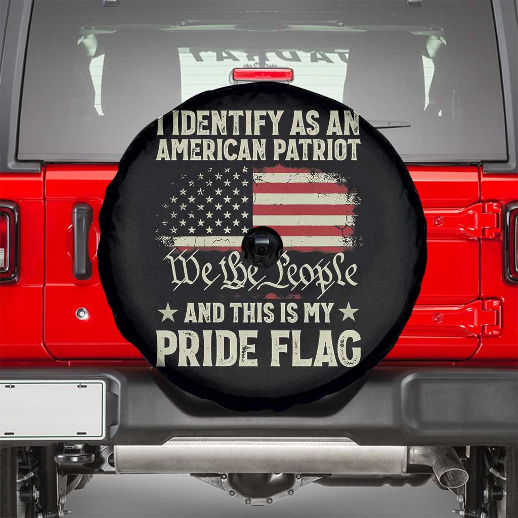 Funny I Identify As An American Patriot And This Is My Pride Flag Spare Tire Cover - Wonder Print Shop