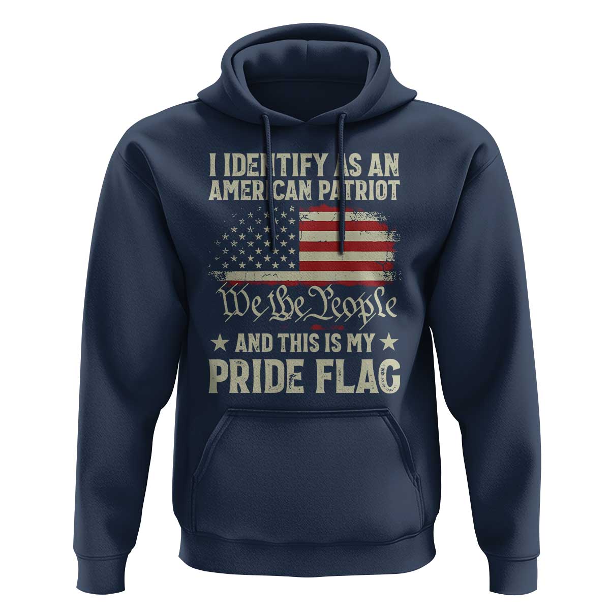 Funny I Identify As An American Patriot And This Is My Pride Flag Hoodie - Wonder Print Shop