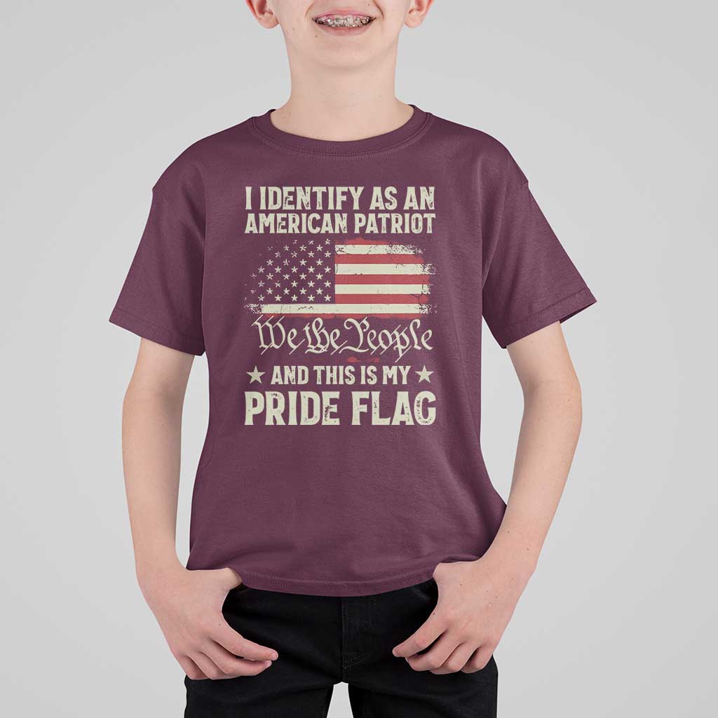 Funny I Identify As An American Patriot And This Is My Pride Flag T Shirt For Kid - Wonder Print Shop
