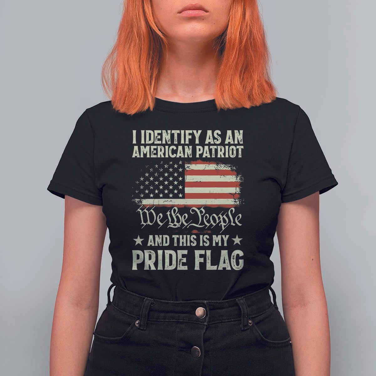 Funny I Identify As An American Patriot And This Is My Pride Flag T Shirt For Women - Wonder Print Shop