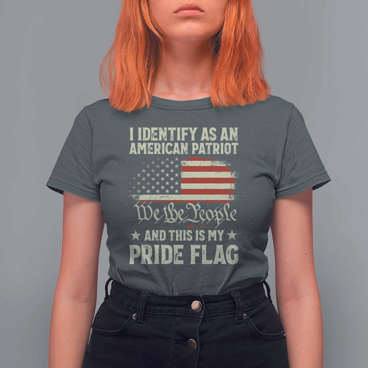 Funny I Identify As An American Patriot And This Is My Pride Flag T Shirt For Women - Wonder Print Shop