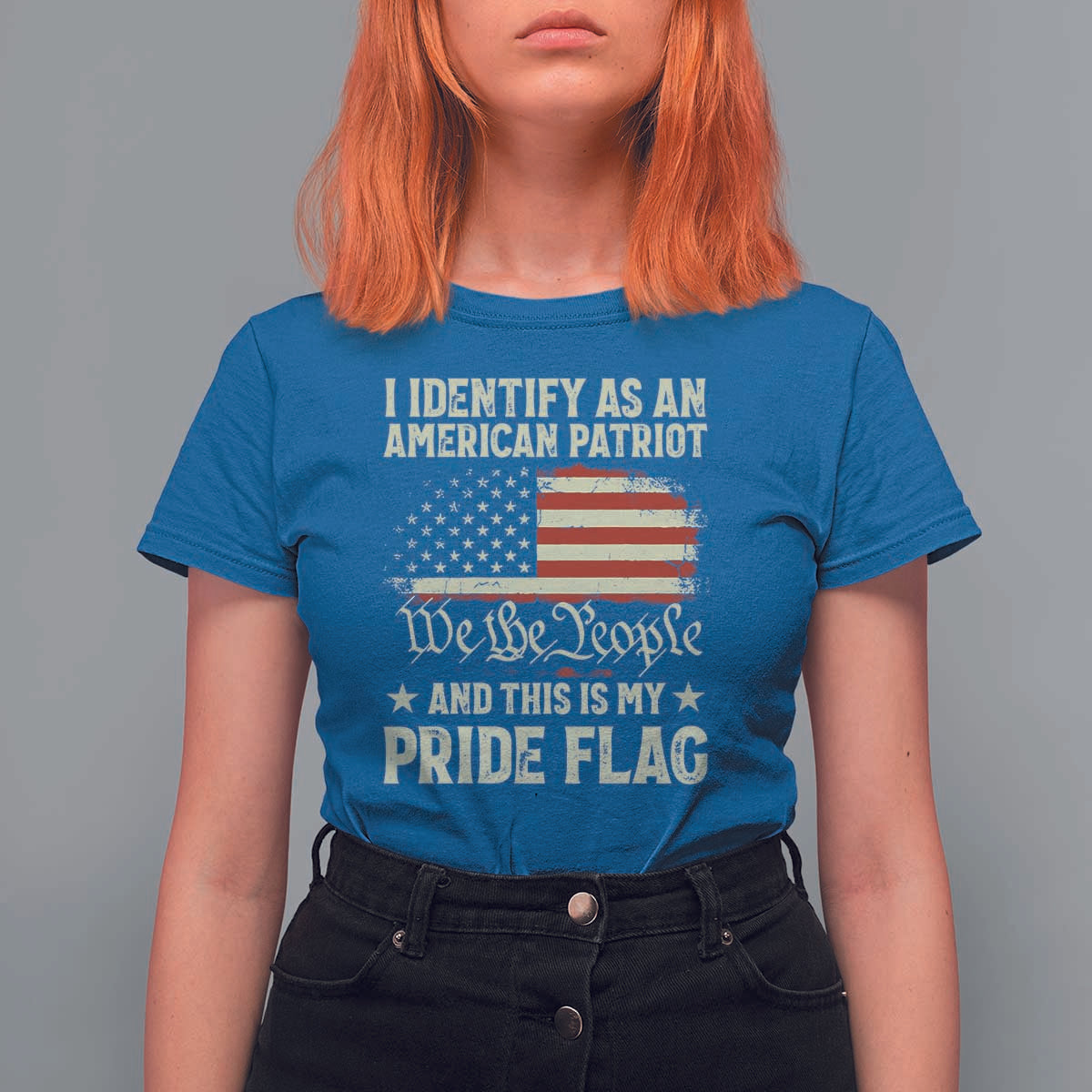Funny I Identify As An American Patriot And This Is My Pride Flag T Shirt For Women - Wonder Print Shop