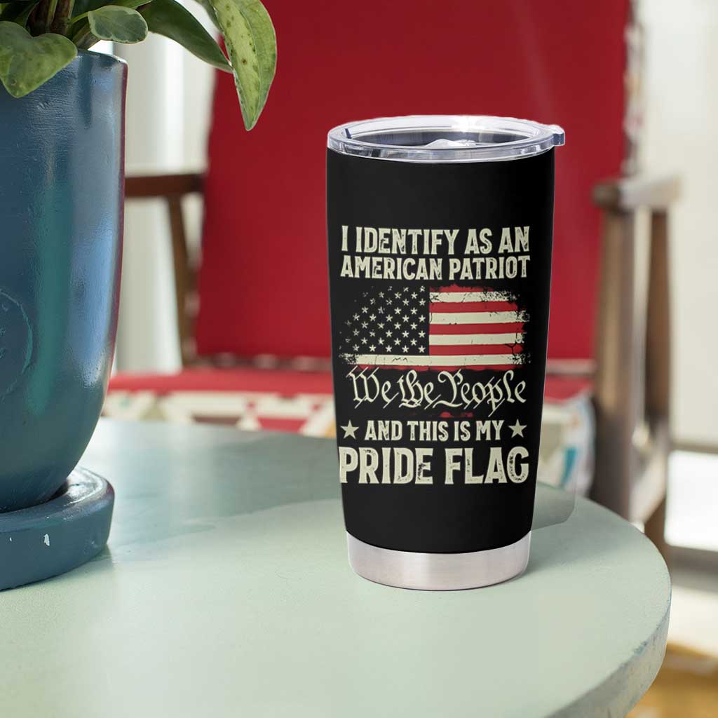 Funny I Identify As An American Patriot And This Is My Pride Flag Tumbler Cup - Wonder Print Shop