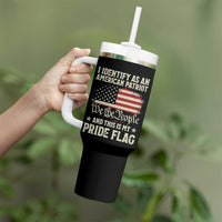 Funny I Identify As An American Patriot And This Is My Pride Flag Tumbler With Handle - Wonder Print Shop