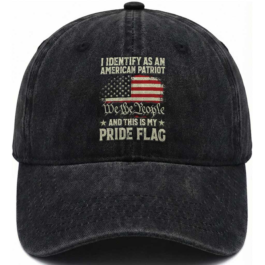 Funny I Identify As An American Patriot And This Is My Pride Flag Washed Cotton Baseball Cap