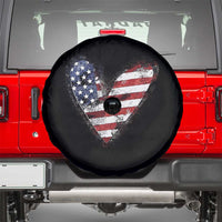 4th of July American Flag Heart USA Patriotic Spare Tire Cover - Wonder Print Shop