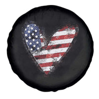4th of July American Flag Heart USA Patriotic Spare Tire Cover - Wonder Print Shop